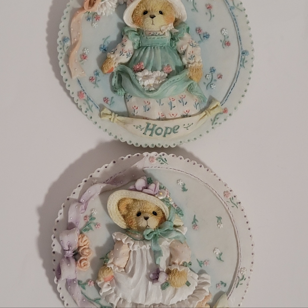 Vintage Cherish Teddies Faith And Hope Plates